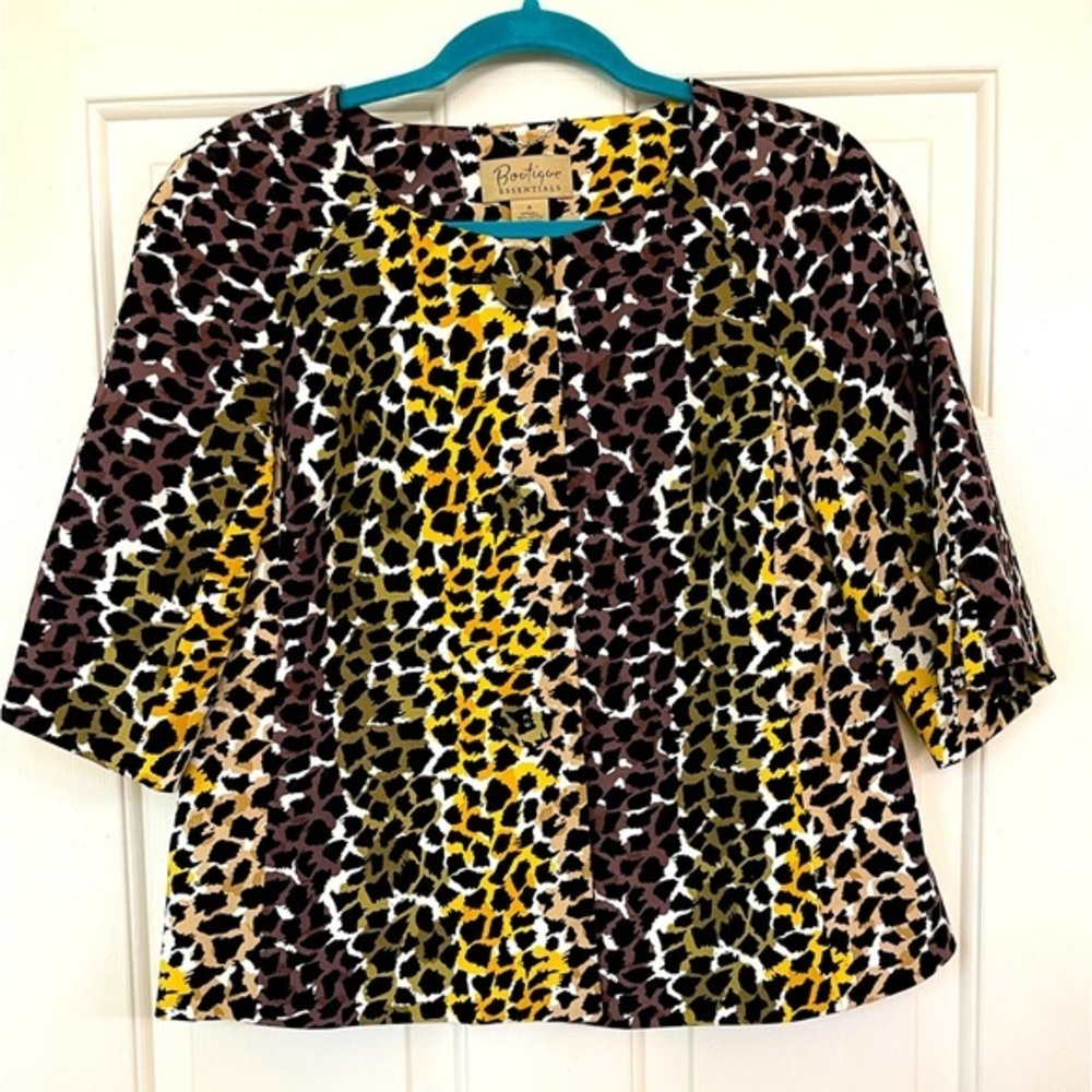 Boutique Essentials Animal Print 3 Button Jacket 3/4 Sleeve size 6